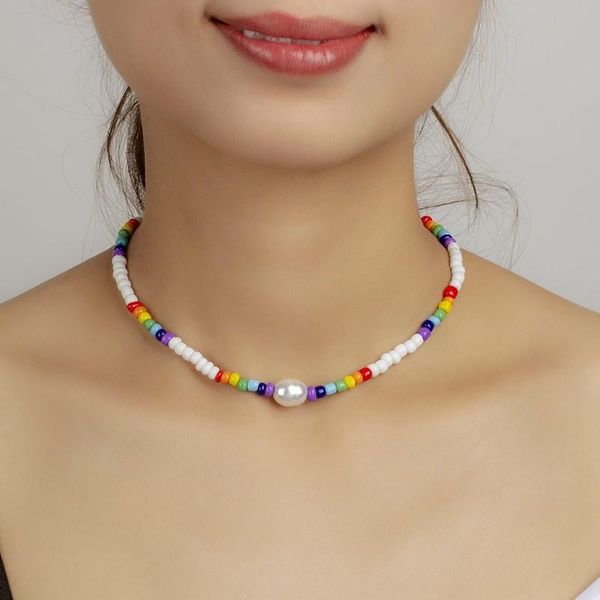 chokers bohemia colorful beads beaded choker necklace for women fashion imitation pearl pendant womenneck chains bead party jewelry, Golden;silver
chokers bohemia colorful beads beaded choker necklace for women fashion imitation pearl pendant womenneck chains bead party jewelry, Golden;silver