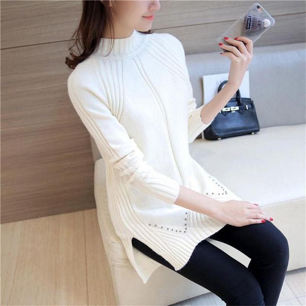 women's sweaters mid-length pullover knit sweater korean slim2021women autumn winter bottoming long sleeve elasticity warm female, White;black
women's sweaters mid-length pullover knit sweater korean slim2021women autumn winter bottoming long sleeve elasticity warm female, White;black