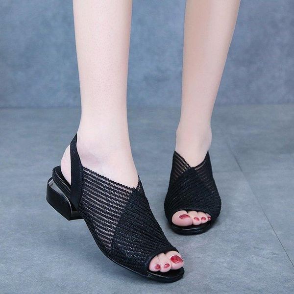 women's thick heel sandals 2021 summer set foot fish mouth mesh breathable women fashion shoes dress, Black
women's thick heel sandals 2021 summer set foot fish mouth mesh breathable women fashion shoes dress, Black