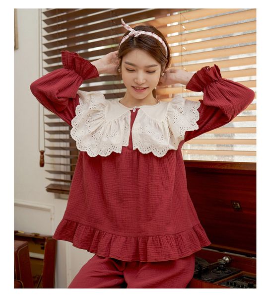 women's sleepwear 2021 pijama mujer sweet 100% cotton pajamas for women spring autumn princess sleepwear set pyjama pour femme 7lx9, Black;red
women's sleepwear 2021 pijama mujer sweet 100% cotton pajamas for women spring autumn princess sleepwear set pyjama pour femme 7lx9, Black;red