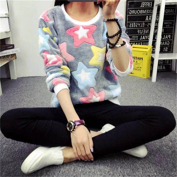 lady coral plush cute pentagram pullover korean version skin friendly women's personalized commute hoodies & sweatshirts, Black
lady coral plush cute pentagram pullover korean version skin friendly women's personalized commute hoodies & sweatshirts, Black