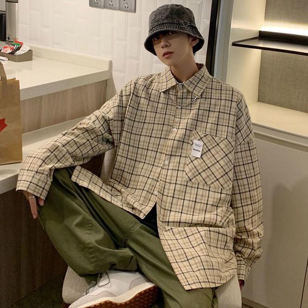 men's casual shirts 2021 long-sleeved plaid printing student trend youth loose ciothes camisa masculina, White;black
men's casual shirts 2021 long-sleeved plaid printing student trend youth loose ciothes camisa masculina, White;black