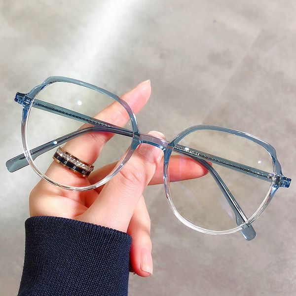 design irregular large blue light proof glasses women with myopia big round plain face eye frame for men, White;black
design irregular large blue light proof glasses women with myopia big round plain face eye frame for men, White;black