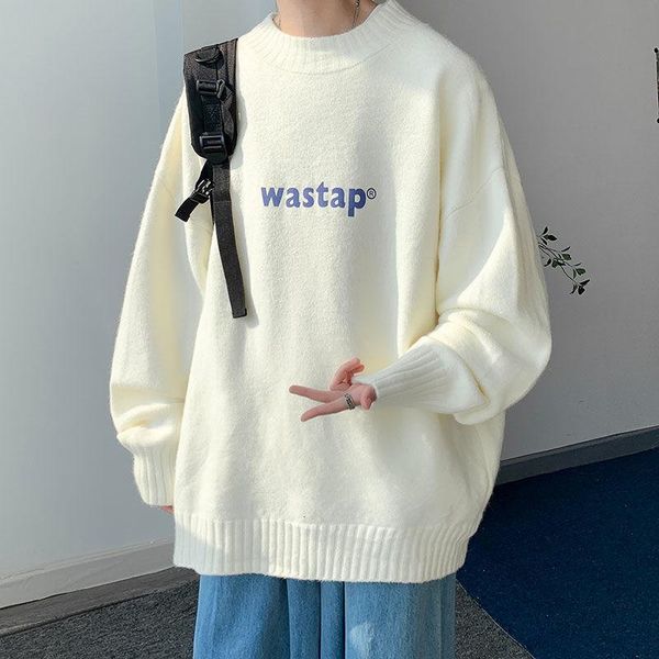 men's sweaters pr letter print half high collar sweater men 2021 autumn winter hong kong style loose and casual streetwear, White;black
men's sweaters pr letter print half high collar sweater men 2021 autumn winter hong kong style loose and casual streetwear, White;black