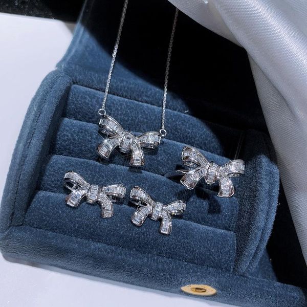earrings & necklace fashion s925 bow jewelry sets charm exquisite ring inlay shiny crystal zircon women's engagement elegant stud, Silver
earrings & necklace fashion s925 bow jewelry sets charm exquisite ring inlay shiny crystal zircon women's engagement elegant stud, Silver