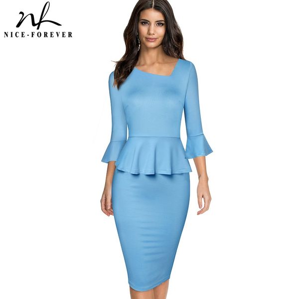nice-forever spring pure color elegant peplum work dresses formal business bodycon slim women dress b609 210419, White
nice-forever spring pure color elegant peplum work dresses formal business bodycon slim women dress b609 210419, White