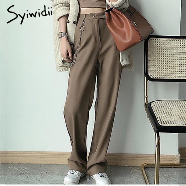 women's pants & capris syiwidii suit for women 2021 elegant pockets casual korean straight office lady high waist pant black trousers, Black;white
women's pants & capris syiwidii suit for women 2021 elegant pockets casual korean straight office lady high waist pant black trousers, Black;white