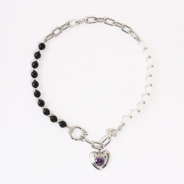 pendant necklaces love heart series metal wind gem european and american niche design necklace, Silver
pendant necklaces love heart series metal wind gem european and american niche design necklace, Silver