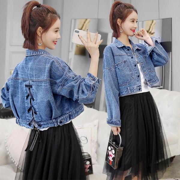 women's jackets 2021 denim bomber jacket women short jeans overcoat casual blue ribbon female outwear turn-down collar, Black;brown
women's jackets 2021 denim bomber jacket women short jeans overcoat casual blue ribbon female outwear turn-down collar, Black;brown