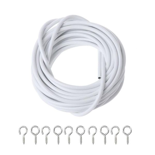 shower curtains net hang curtain wire window cord cable string set with 5 fish eyes hooks