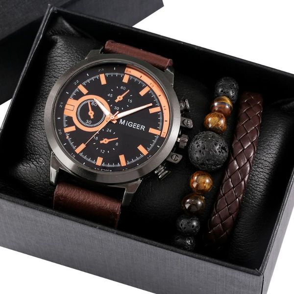 wristwatches fashion luxury watch men's bracelet set quartz clock brown strap gifts elastic hand chain for father, Slivery;brown
wristwatches fashion luxury watch men's bracelet set quartz clock brown strap gifts elastic hand chain for father, Slivery;brown