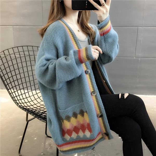 women thicken cardigans korean sweater thick pull femme autumn college style v neck button outwear winter knitted, White;black
women thicken cardigans korean sweater thick pull femme autumn college style v neck button outwear winter knitted, White;black