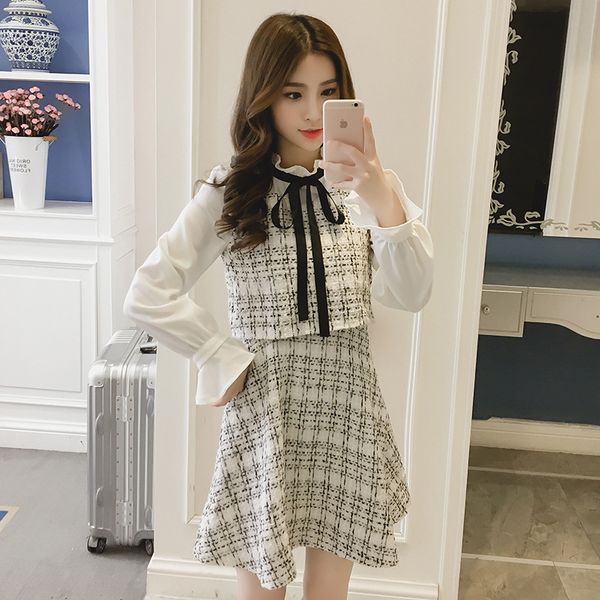 luxury casual drs2021 autumn korean version shows thin temperament small fragrance long sleeve fake two piece skirt tweed suit drs, Black;gray
luxury casual drs2021 autumn korean version shows thin temperament small fragrance long sleeve fake two piece skirt tweed suit drs, Black;gray