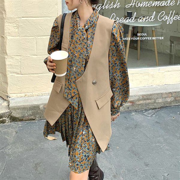 dress 2 piece set women fashion chic suits vintage fairy floral dress+ solid elegant designer vest korean style autumn outfits, White
dress 2 piece set women fashion chic suits vintage fairy floral dress+ solid elegant designer vest korean style autumn outfits, White