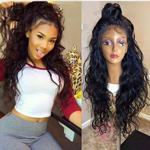black synthetic lace front wigs for women heat resistant fiber hair glueless body wave natural hairline
black synthetic lace front wigs for women heat resistant fiber hair glueless body wave natural hairline