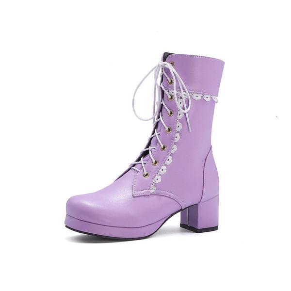 asumer in heels thick women's shoes sweet lace up toe round fall ladies boots, Black
asumer in heels thick women's shoes sweet lace up toe round fall ladies boots, Black