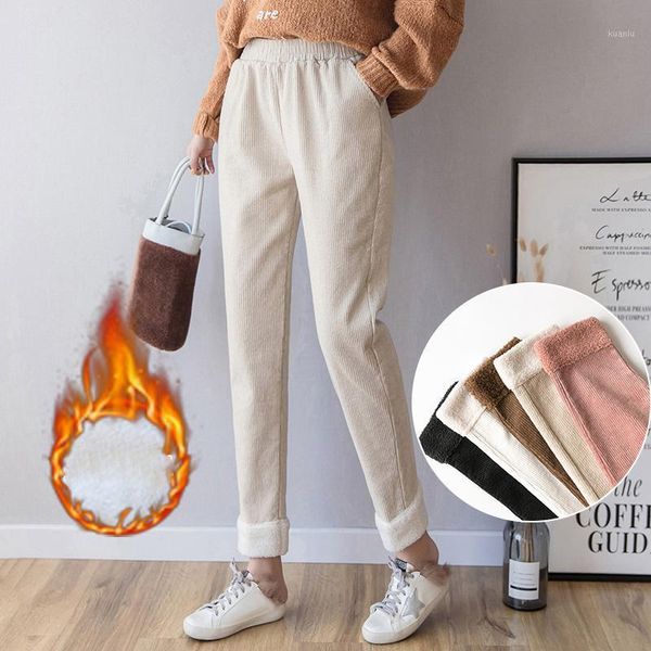 women's pants & capris 303 casual corduroy harem elastic waist fleece warm women trousers autumn winter thick basic school female ninth, Black;white 
women's pants & capris 303 casual corduroy harem elastic waist fleece warm women trousers autumn winter thick basic school female ninth, Black;white