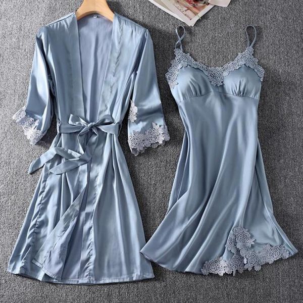 women's sleepwear kimono robe gown appliques women nightdress casual satin 2pcs nighty&bathrobe suit intimate lingerie nightgown, Black;red
women's sleepwear kimono robe gown appliques women nightdress casual satin 2pcs nighty&bathrobe suit intimate lingerie nightgown, Black;red