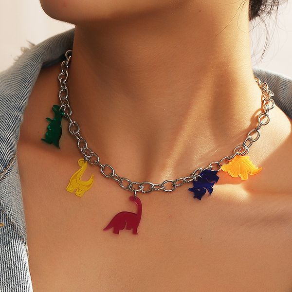 2021 cute candy color resin dinosaur pendant necklace stainless steel sweet animal choker for women girl trendy party jewelry gift, Silver
2021 cute candy color resin dinosaur pendant necklace stainless steel sweet animal choker for women girl trendy party jewelry gift, Silver