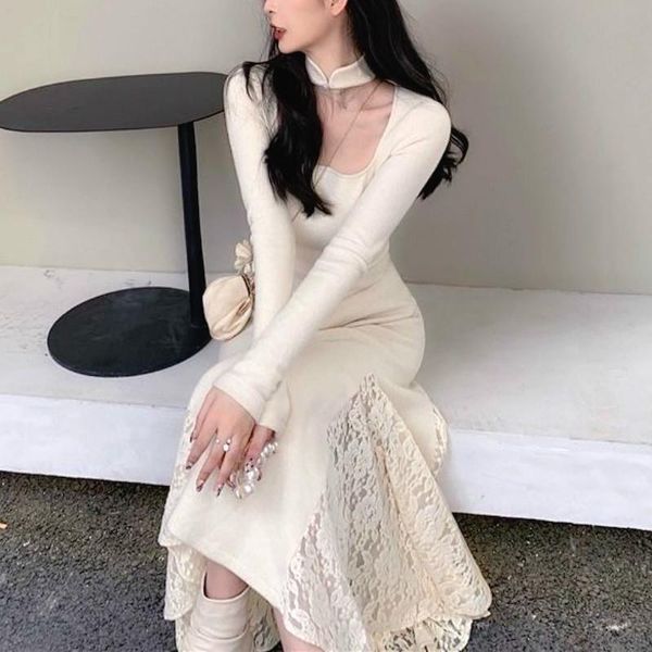 solid vintage knitted dress women winter patchwork elegant hollow out slim midi female korean chic 2021 casual dresses, Black;gray
solid vintage knitted dress women winter patchwork elegant hollow out slim midi female korean chic 2021 casual dresses, Black;gray