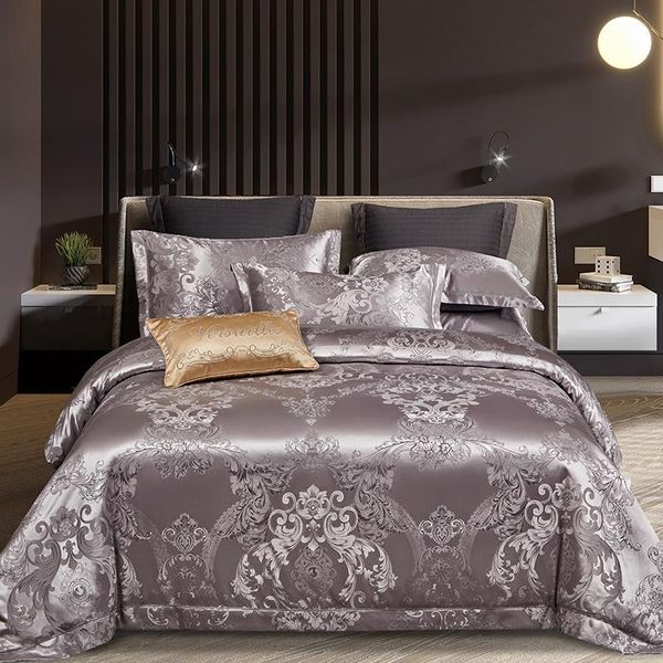 bedding sets silver gray jacquard satin king size royal silk/cotton duvet cover bed sheets pillowcase home textile
bedding sets silver gray jacquard satin king size royal silk/cotton duvet cover bed sheets pillowcase home textile