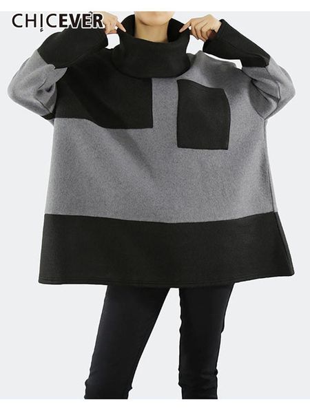 women's hoodies & sweatshirts chicever casual loose patchwork colorblock sweatshirt female turtleneck long sleeve fashion for women aut, Black
women's hoodies & sweatshirts chicever casual loose patchwork colorblock sweatshirt female turtleneck long sleeve fashion for women aut, Black