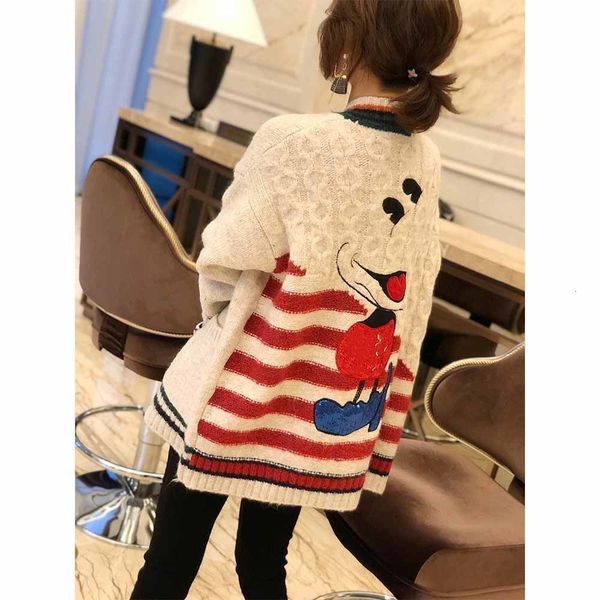 women's knits & tees personality lazy printing sweater wind, striped cardigan jacket female autumn spring bsbq, White
women's knits & tees personality lazy printing sweater wind, striped cardigan jacket female autumn spring bsbq, White