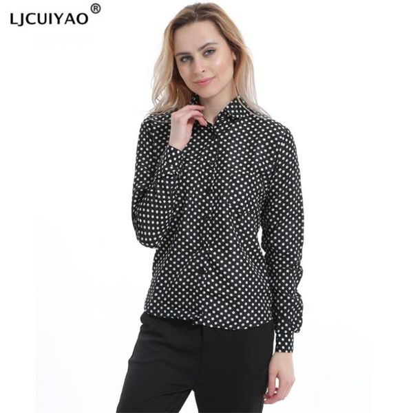 women's t-shirt ljcuiyao summer woman t shirt chiffon long sleeve ladies casual v-neck spring polka dots turn down collar clothes, White
women's t-shirt ljcuiyao summer woman t shirt chiffon long sleeve ladies casual v-neck spring polka dots turn down collar clothes, White