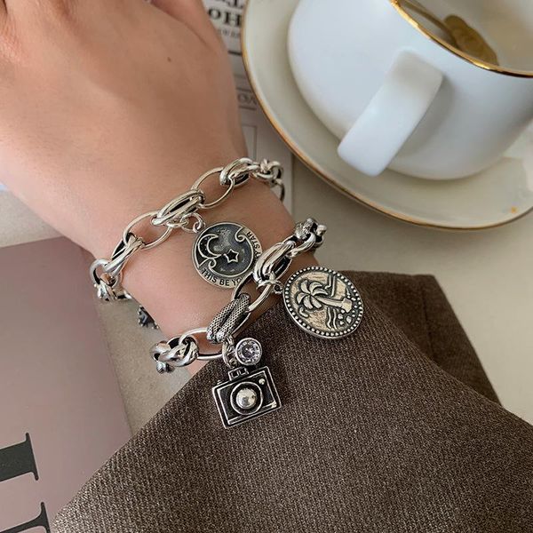 charm bracelets korean camera coconut tree round hangtag retro bracelet recreation hip-hop simple couple boho jewelry, Golden;silver
charm bracelets korean camera coconut tree round hangtag retro bracelet recreation hip-hop simple couple boho jewelry, Golden;silver