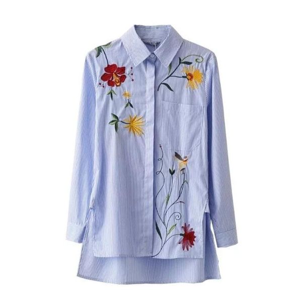 fashion women embroidery blouses long sleeve loose shirts turndown collar striped camisas femininas s980 210430, White
fashion women embroidery blouses long sleeve loose shirts turndown collar striped camisas femininas s980 210430, White