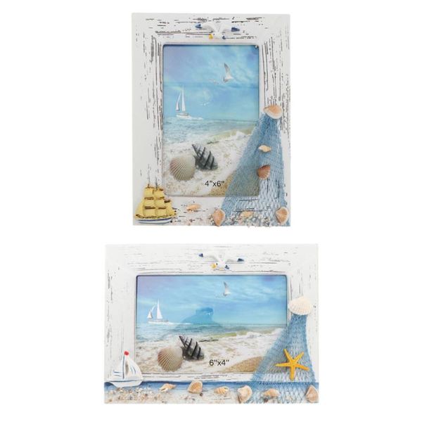2pcs nautical style po frame wooden picture ornament deskdecor frames