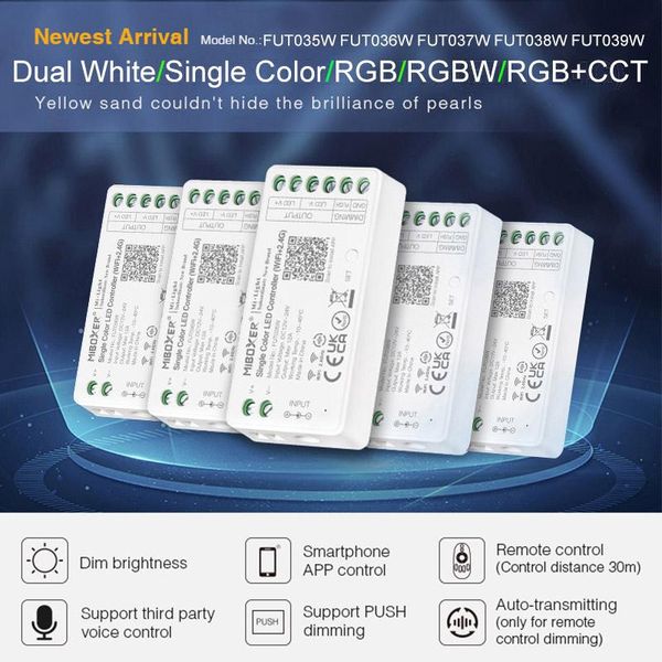 controllers miboxer 2.4ghz single color dual white rgb rgbw rgb+cct led controller (wifi+2.4g) fut035w dimming smart music app voice control
controllers miboxer 2.4ghz single color dual white rgb rgbw rgb+cct led controller (wifi+2.4g) fut035w dimming smart music app voice control