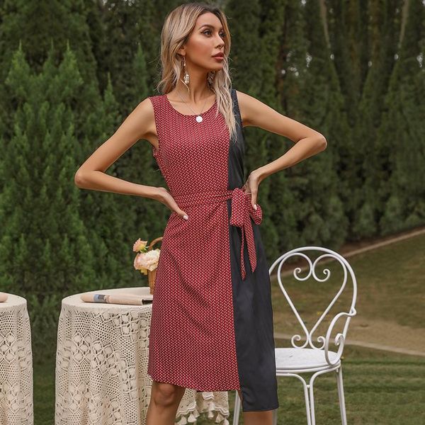 casual dresses summer patchwork sleeveless o-neck tie mid dress women clothes loose elegant ladies streetwear holiday party, Black;gray
casual dresses summer patchwork sleeveless o-neck tie mid dress women clothes loose elegant ladies streetwear holiday party, Black;gray