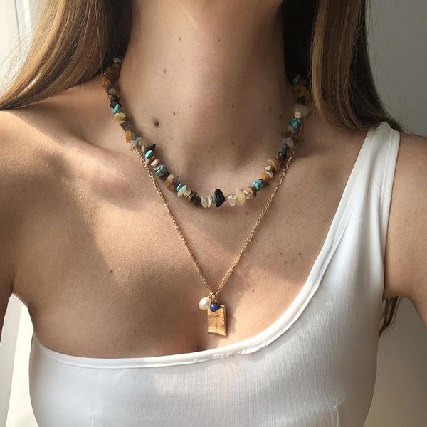 chains fashionable and simple pendant, natural stone brand bead necklace, geometric creative sweet item, fashion jewelry, Silver
chains fashionable and simple pendant, natural stone brand bead necklace, geometric creative sweet item, fashion jewelry, Silver