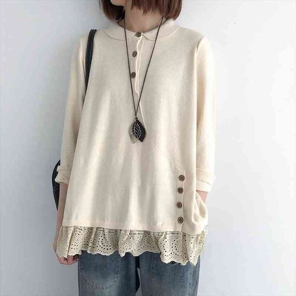 women sweet pullover sweaters button patchwork lace autumn soft female clothes japan style mori girl sweater, White;black
women sweet pullover sweaters button patchwork lace autumn soft female clothes japan style mori girl sweater, White;black
