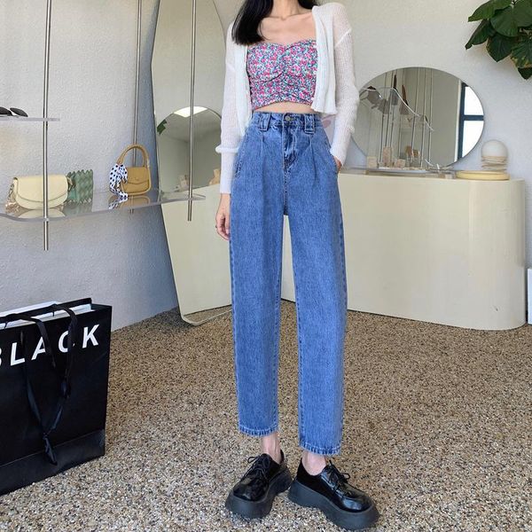 women's jeans cmaz 2021 vintage high waist straight pants for women streetwear loose female denim buttons zipper ladies trouser, Blue
women's jeans cmaz 2021 vintage high waist straight pants for women streetwear loose female denim buttons zipper ladies trouser, Blue