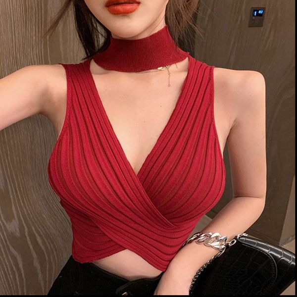 women knitting womens tanks halter neck cropped tank female knitted crossed camisole sleeveless solid t shirts crop, White
women knitting womens tanks halter neck cropped tank female knitted crossed camisole sleeveless solid t shirts crop, White