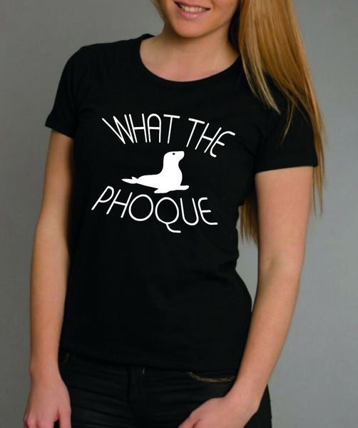 womens t-shirt what the seal, White;black