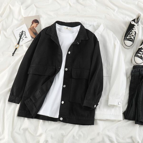 women's jackets black denim jacket women's 2021 spring korean style ins retro easy matching student outer wear workwear fashion, Black;brown
women's jackets black denim jacket women's 2021 spring korean style ins retro easy matching student outer wear workwear fashion, Black;brown