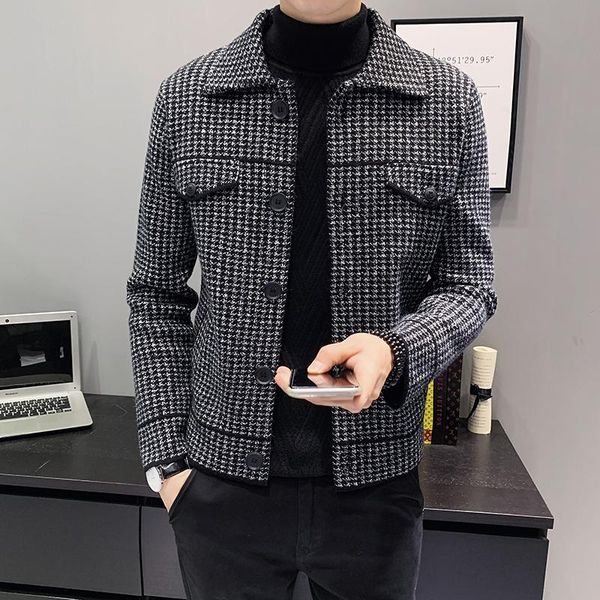 men's wool & blends 2021 autumn winter men coats woolen plaid long sleeve jackets casual overcoats streetwear fashion short trench outw, Black
men's wool & blends 2021 autumn winter men coats woolen plaid long sleeve jackets casual overcoats streetwear fashion short trench outw, Black
