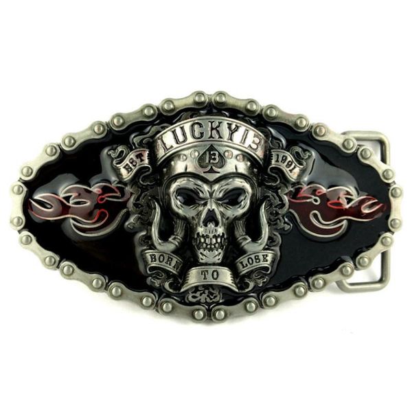 retail lucky 13 skull belt buckle cowboy metal buckles for accessories belts, Black;brown
retail lucky 13 skull belt buckle cowboy metal buckles for accessories belts, Black;brown