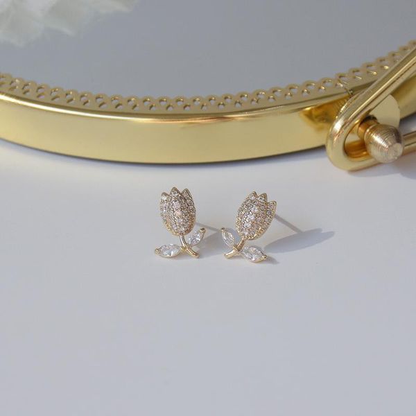 stud 14k real gold plated jewelry micro-inlaid zircon tulip petite flower earrings for woman holiday party daily exquisite earring, Golden;silver
stud 14k real gold plated jewelry micro-inlaid zircon tulip petite flower earrings for woman holiday party daily exquisite earring, Golden;silver