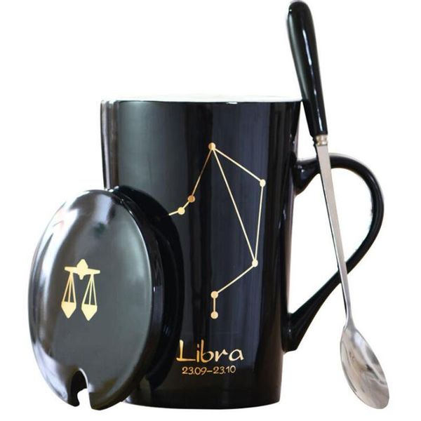 mugs 12 constellations ceramic with spoon lid black and gold porcelain zodiac milk coffee cup 450ml
mugs 12 constellations ceramic with spoon lid black and gold porcelain zodiac milk coffee cup 450ml