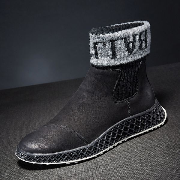 winter boots new leather martin short socks thick bottom plush warm snow boots men's non slip, Black
winter boots new leather martin short socks thick bottom plush warm snow boots men's non slip, Black