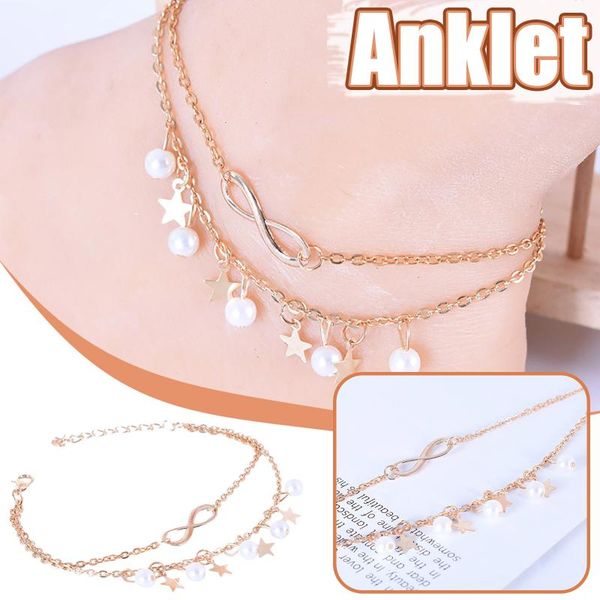 charm bracelets women retro personality tassel double-layer star imitation pearl figure anklet leg chain tornozeleira feminina tobilleras mu, Golden;silver
charm bracelets women retro personality tassel double-layer star imitation pearl figure anklet leg chain tornozeleira feminina tobilleras mu, Golden;silver