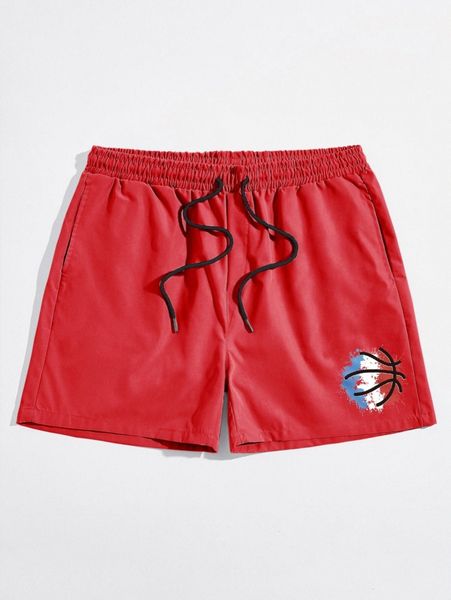 romwe guys graphic print drawstring shorts r4qk#, Black