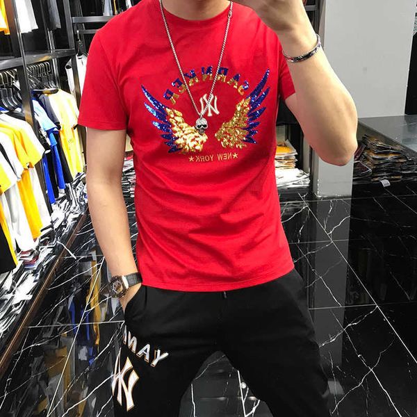 w0683 short sleeve t-shirt summer new net red personality trend casual wing sequin drill half sleeve t-shirt, White;black
w0683 short sleeve t-shirt summer new net red personality trend casual wing sequin drill half sleeve t-shirt, White;black