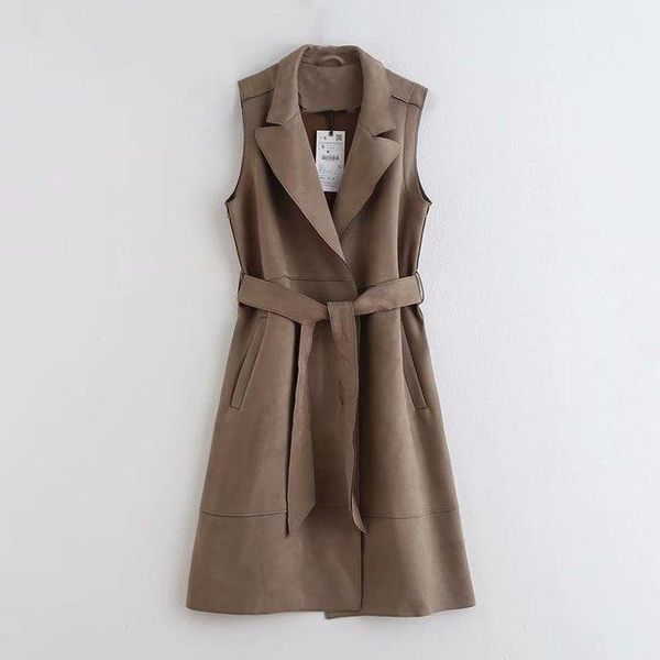 women's vests 2021 women sleevless suede jacket vest female coat long trench outwear slim fashion waistcoat cgilet femme autumn winter, Black;white
women's vests 2021 women sleevless suede jacket vest female coat long trench outwear slim fashion waistcoat cgilet femme autumn winter, Black;white