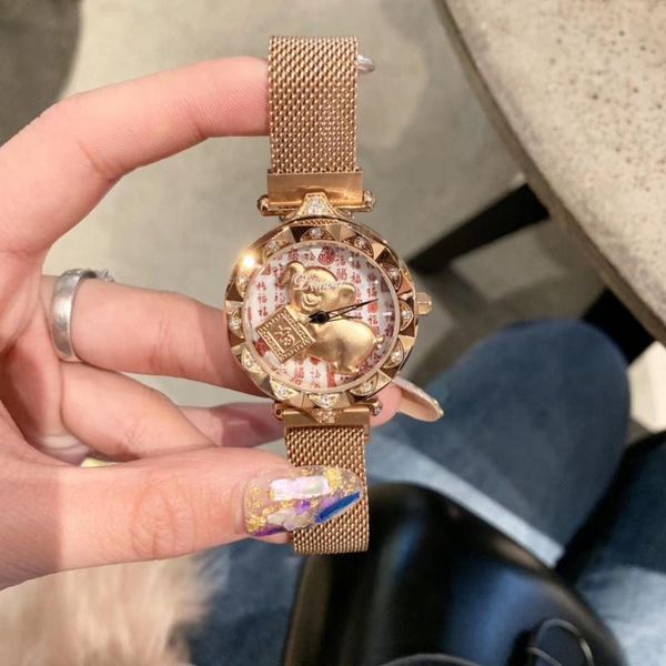 luxury golden pig rotating watches for women classic rose gold bracelet watch ultra thin milanese steel wristwatch magnet montre wristwatche, Slivery;brown
luxury golden pig rotating watches for women classic rose gold bracelet watch ultra thin milanese steel wristwatch magnet montre wristwatche, Slivery;brown