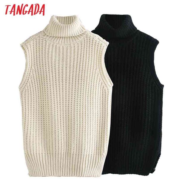 women beige oversized long knitted vest sweater turtleneck sleeveless female waistcoat chic qj19 210416, White;black
women beige oversized long knitted vest sweater turtleneck sleeveless female waistcoat chic qj19 210416, White;black